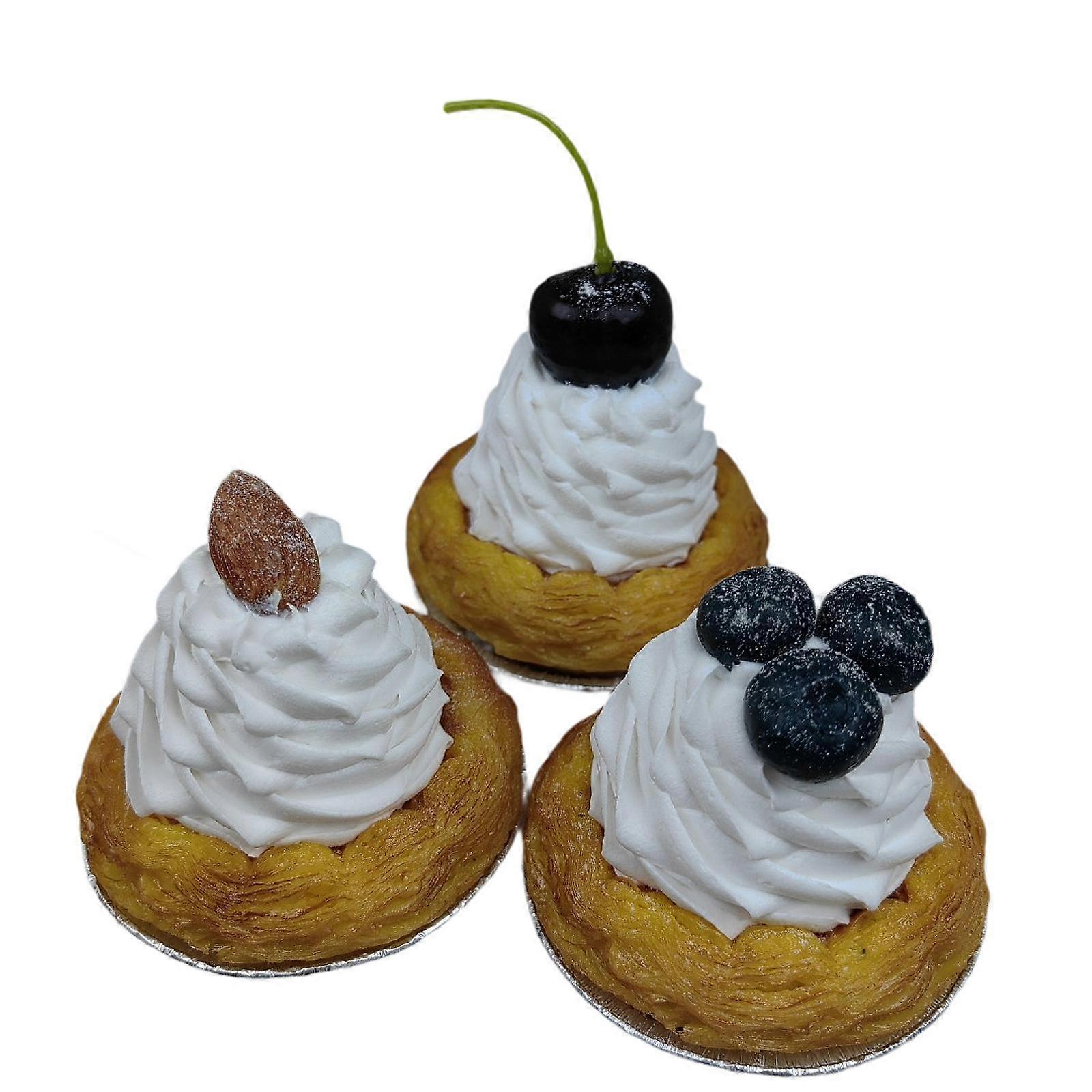 3Pcs Realistic Artificial Desserts Ornaments Props Kitchen Display for Party
