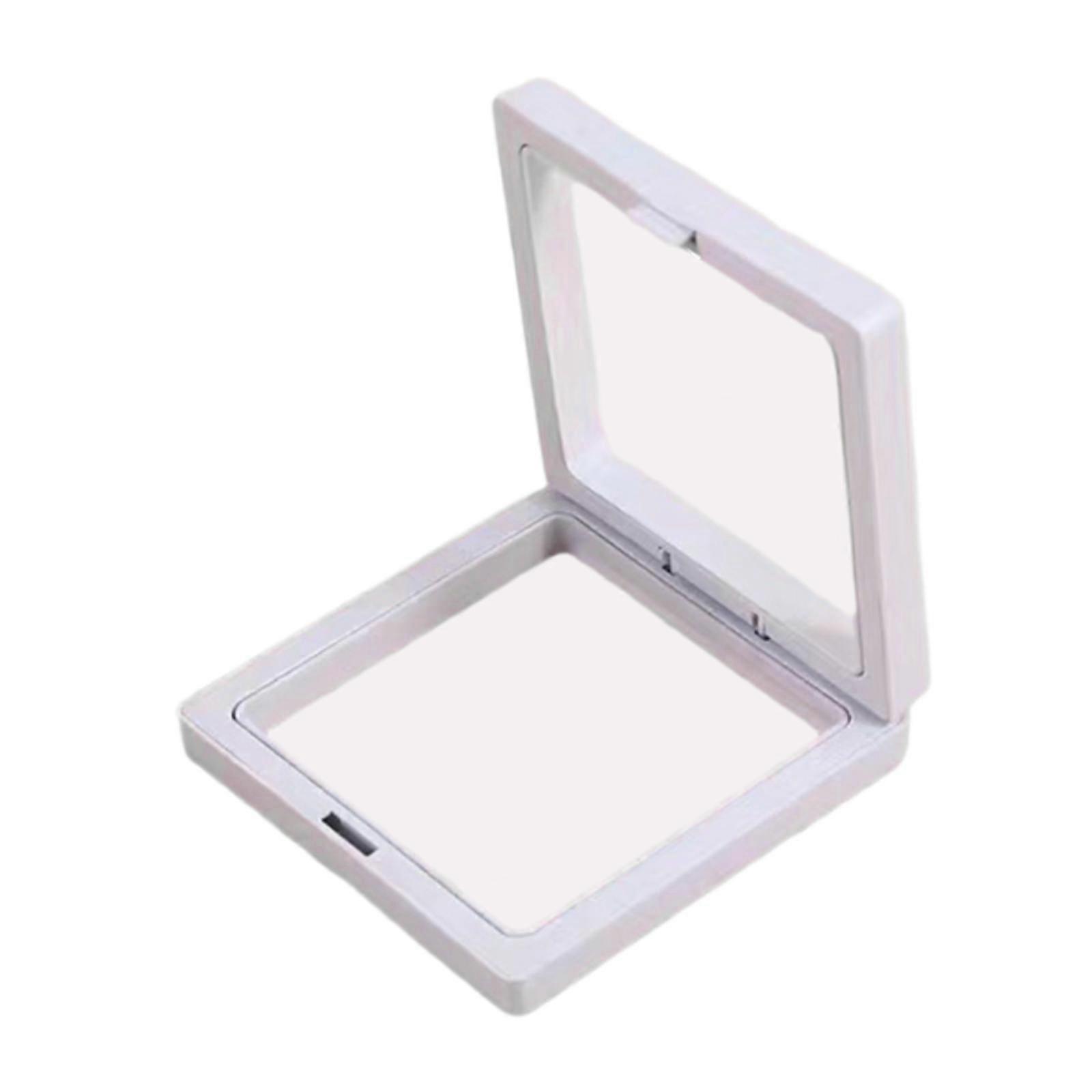 3D Floating Frame Display Case Elegant Earrings PE Film Jewelry Display Case White 7cmx7cmx2cm