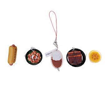 5Pcs 1/6 Dollhouse Miniature Food Set Dessert Juice Ice Cream Meatball Steak
