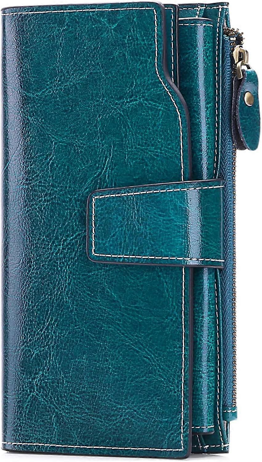 Ladies Leather Wallet Large Capacity Coin Purse RFID Blocking Ladies Checkbook Long Zipper Wallet