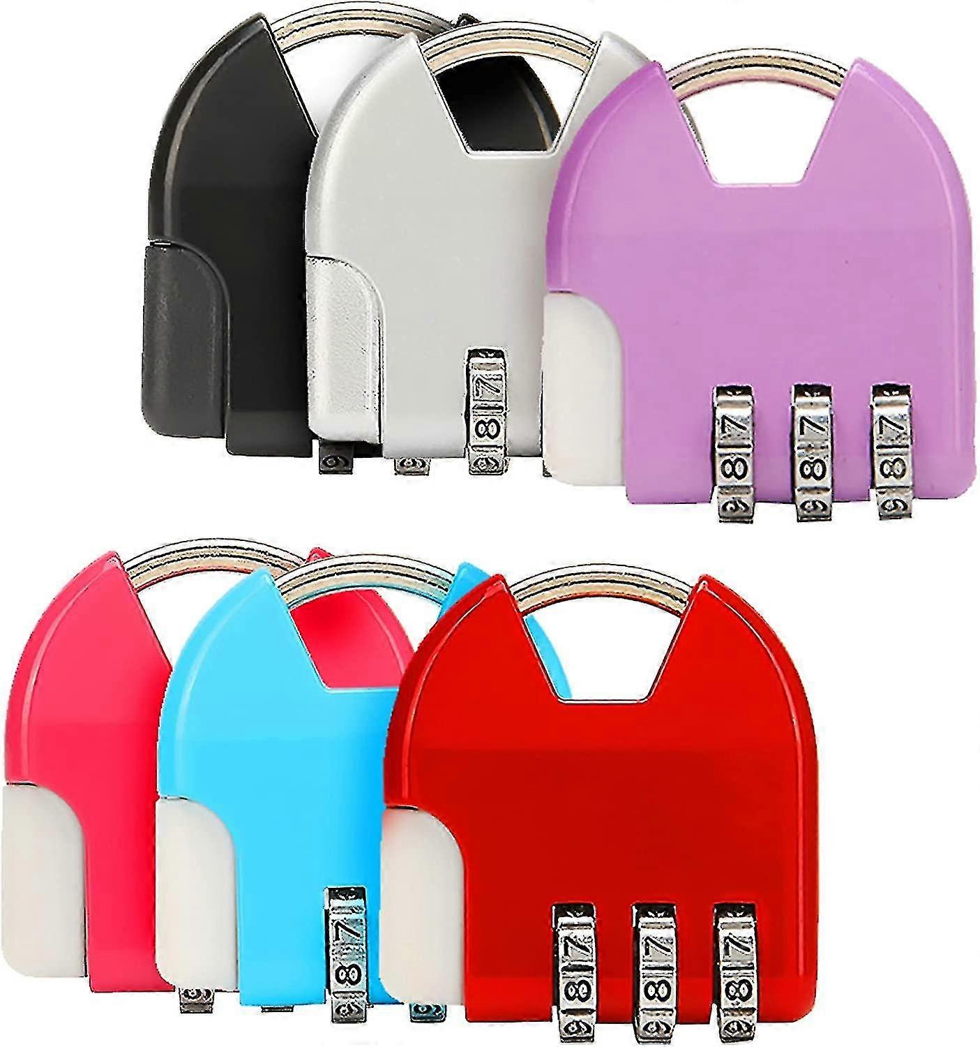 3 Digit Combination Padlock Padlock Code Locker Digital Combination Lock For Gym, Suitcase, Wardrobe, Backpack (6 Pieces)