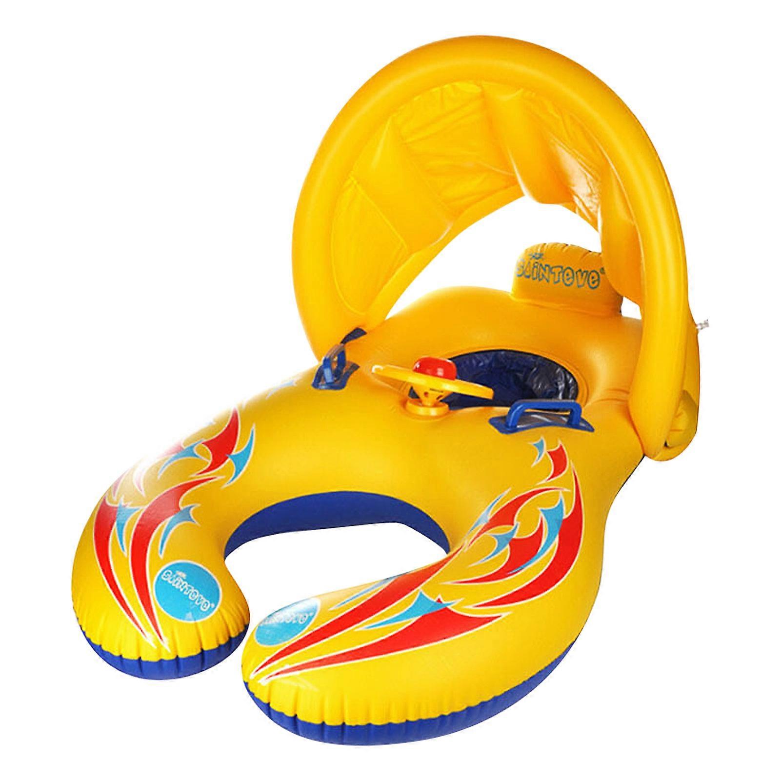 New Iatable Swimming Ring Toddler Swim Boat Swimming Training Summer Baby Child Swimming Pool Water Seat With Sun Canopy