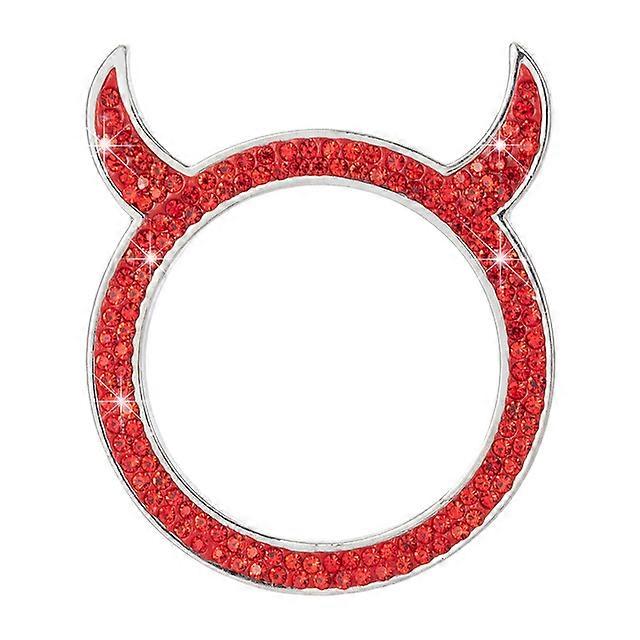 Car Ignition Key Ring Devil Horns Crystal Diamond Decoration Metal Sticker Car One-click Start Button Cover Decor Ring Decals