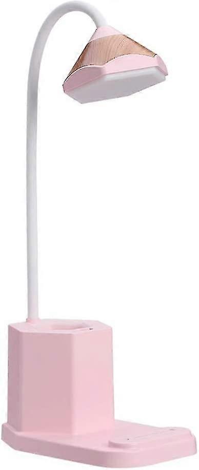 Table Lamp, Warm White Light Usb Rechargeable Adjustable Touch Table Lamp With Pen Storage (Pink)