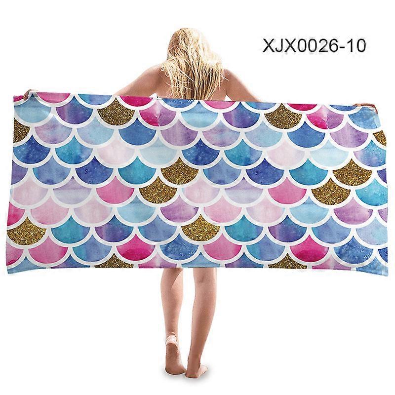 Snabbtorkande, andningsbar, varm, vindtät, strandhandduk, absorberande, sjöjungfru- och fiskfjällstryck, badhandduk