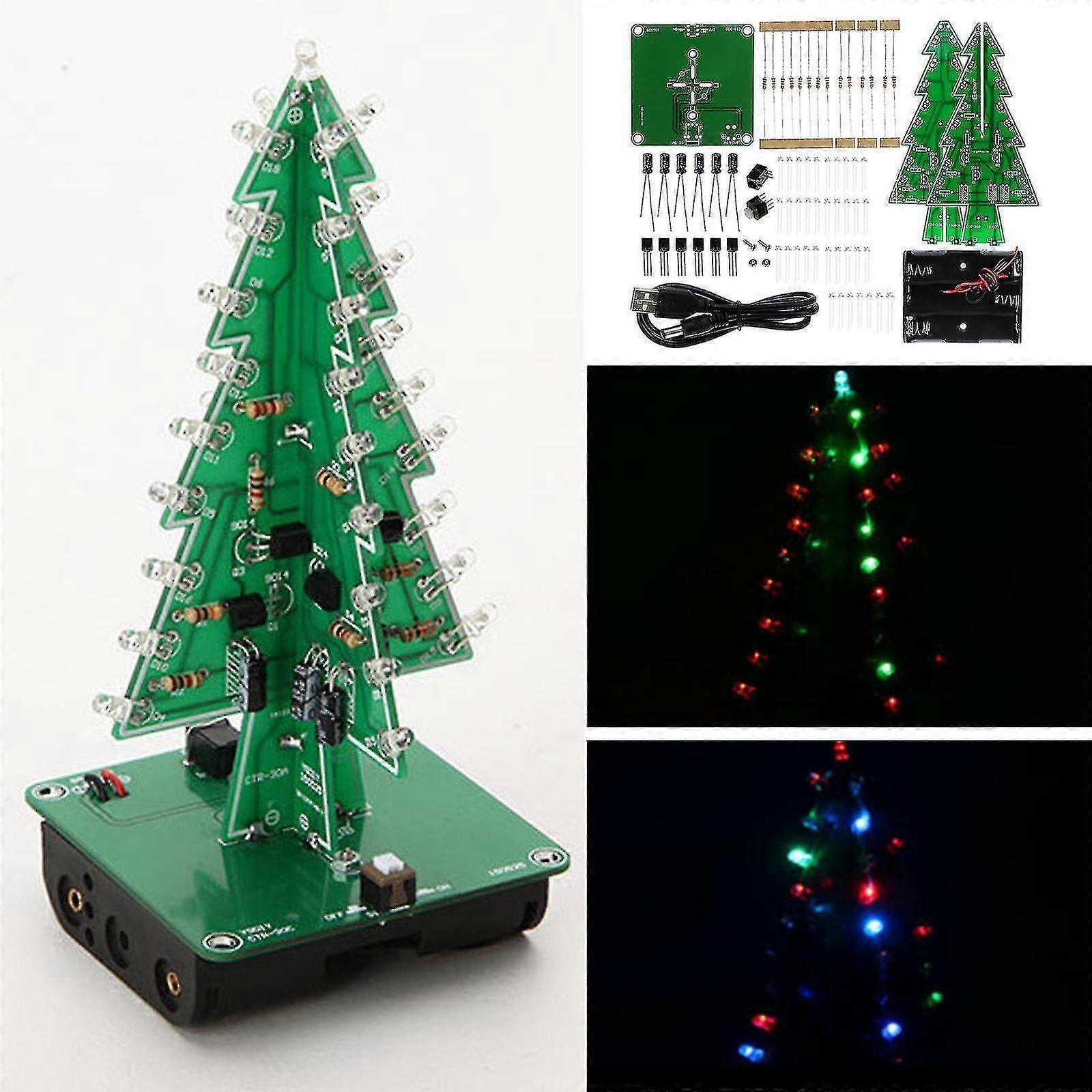 Diy 3d Led Flashing Tree Circuit Glitter Electronic Learning Sets