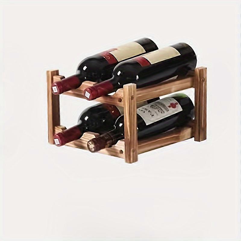 1pc Tabletop Wine Rack, Creative Wooden Wine Rack Decoration, Countertop Double Layer Stackable Wine Display Stand, For Living Room, Cellar, Bar And R