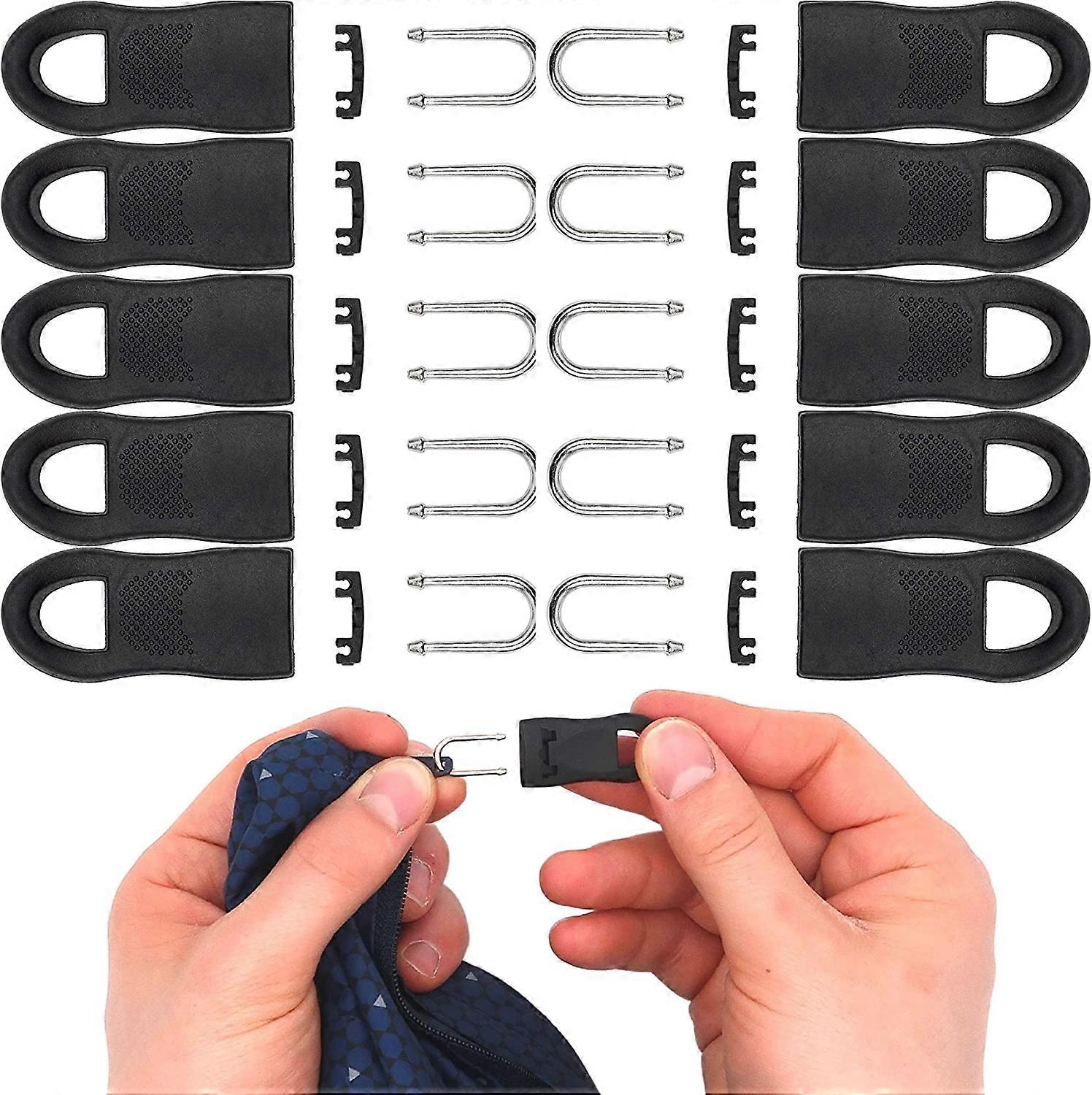 Zipper Repair, Pack of 10, Length 35mm, Plug-in, Replacement Zipper 35mm, Spare Slider for Coat, Suitcase, Jeans, Bag, Sewing Accessories