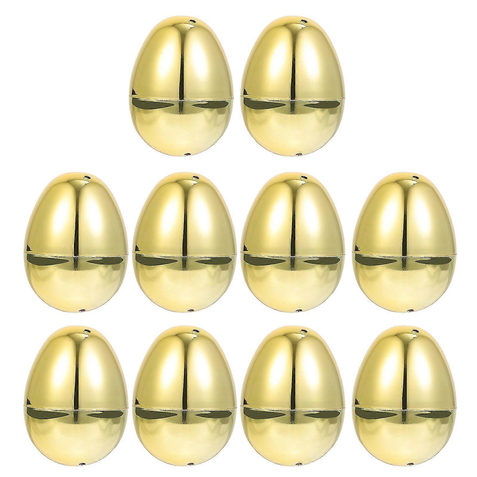 10 Pcs Baskets Toys Easter Filler Eggs Golden Filling Eggs Golden Metallic Eggs Easter Basket Eggs Filled Easter Egg