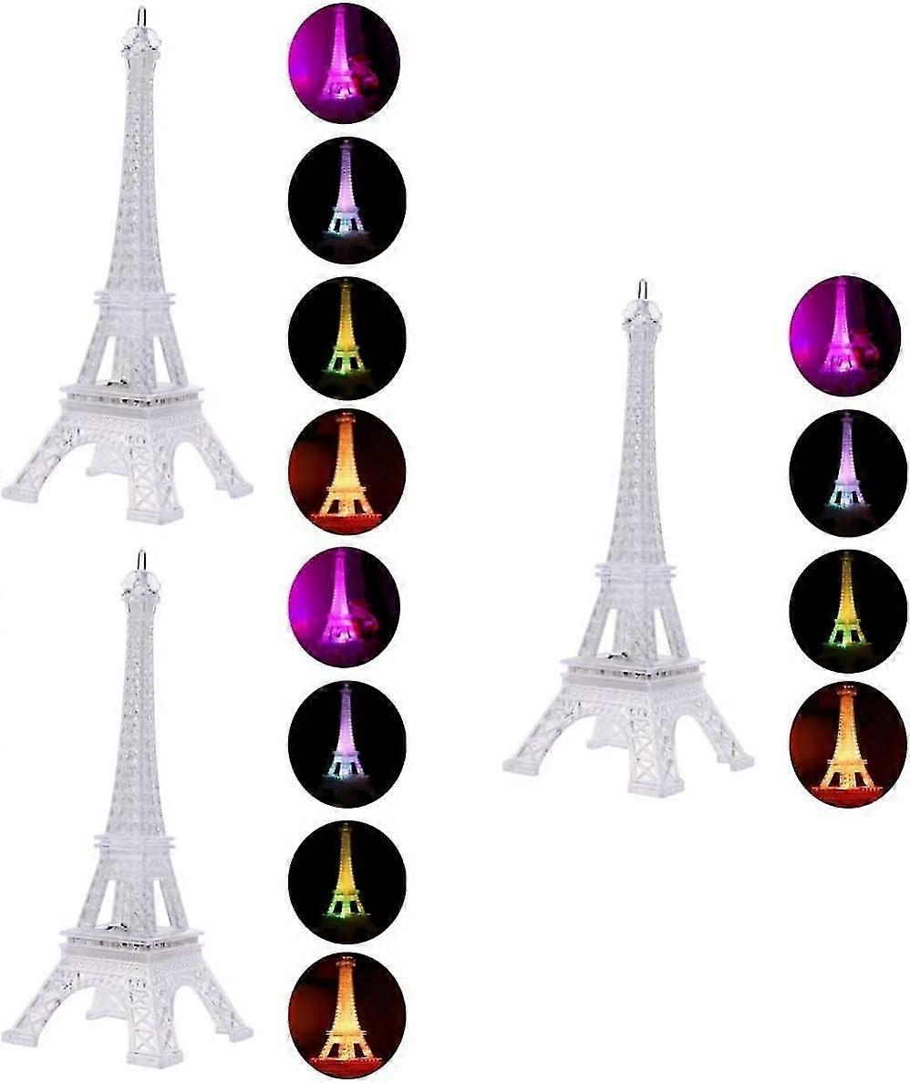 Paris Eiffel Tower Night Light - 3pcs Decorative Acrylic Table Decoration Gift - Battery Powered