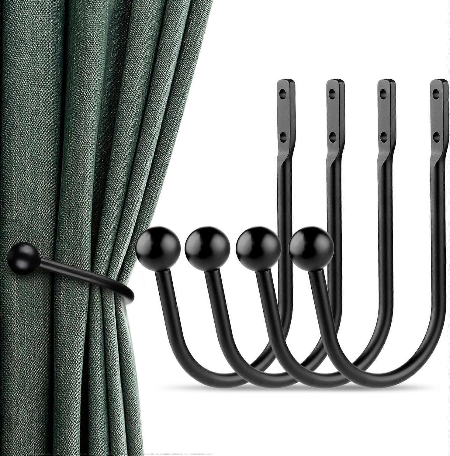 Curtain hooks, 4-piece curtain rack wall-mounted curtain lace-up retro window hooks, suitable for home decoration