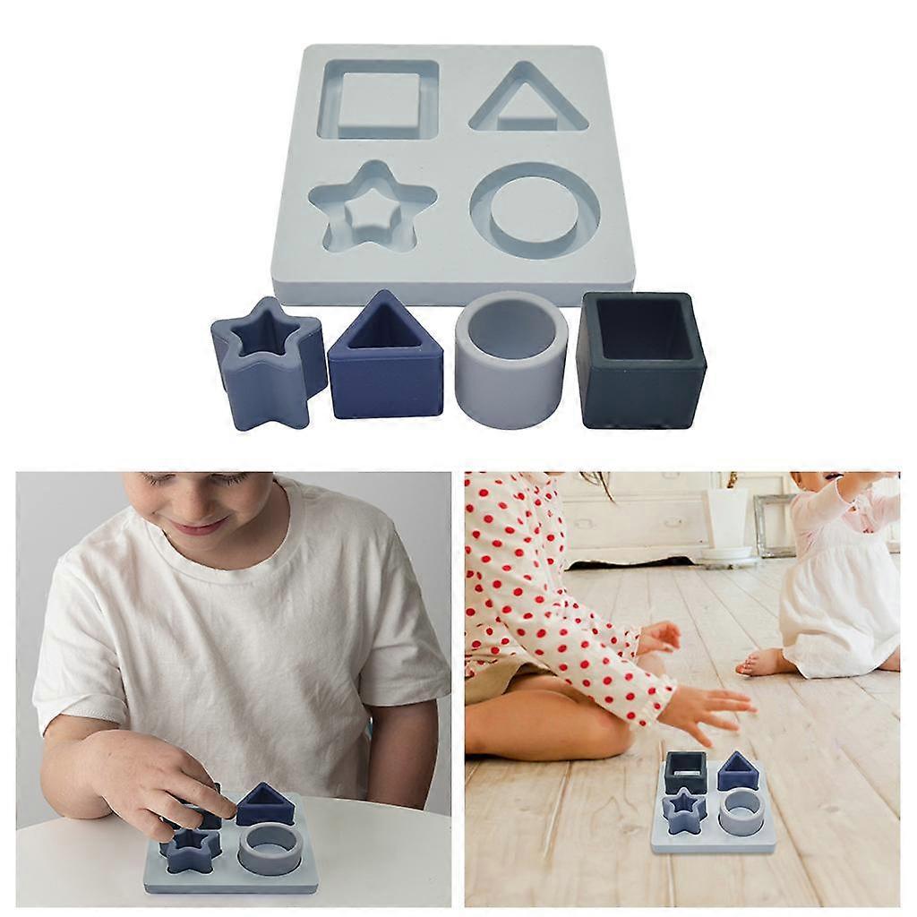 Modern Silica Gel Jigsaw Toys Nesting Sorting Stacking Teething Blocks Shapes Intelligence Small Size Easy Handle Fine Motor Skills