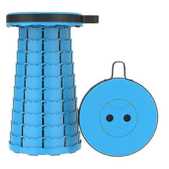 Outdoor Folding Telescopic Stool, Portable Plastic Stool For Camping And Fishingsea Blue