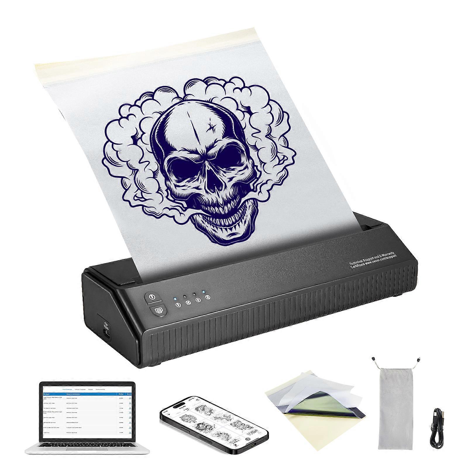 Tattoo Stencil Printer, Wireless Bluetooth, with 10Pcs Transfer Paper, Compatible for iOSAndroid Phone, iPadPC (with Storage Bag)