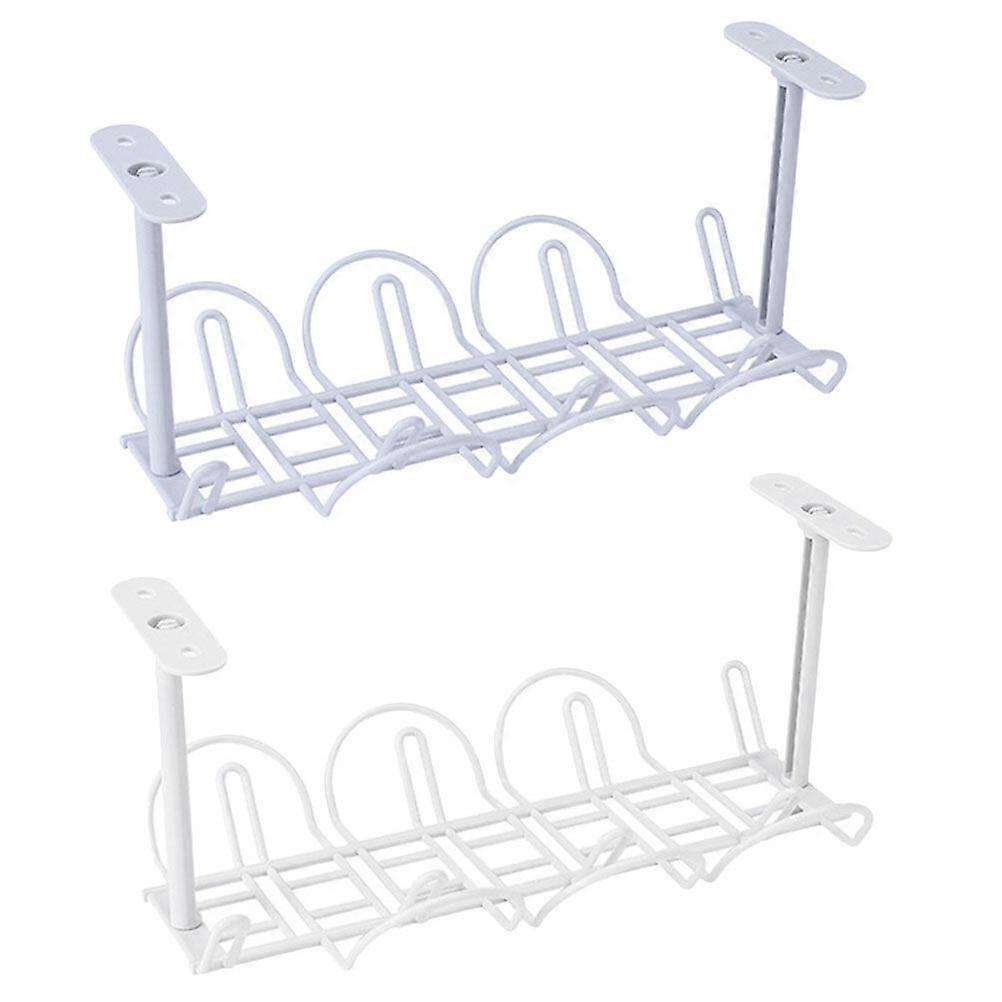 2Pcs Under Table Cord Organizer No Drill Cable Management Basket Under Desk Wire Storage Tray