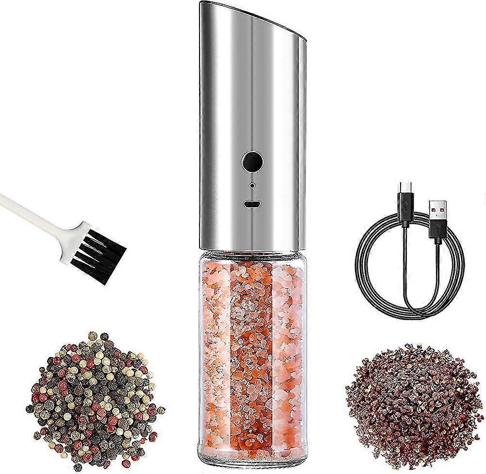 Electric Salt and Pepper Mill,USB Rechargeable,LED Light,Adjustable Grinding Thickness