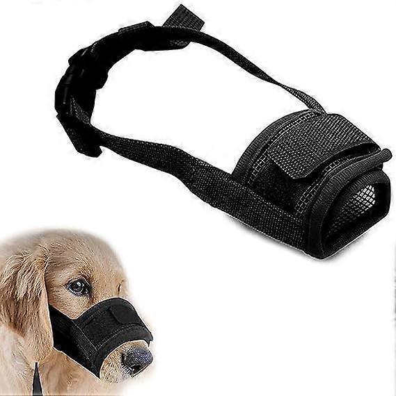 Soft Adjustable Muzzle for Dogs Nylon Anti Bark Muzzle Anti-Bite Medium and Small Dog Muzzle S black