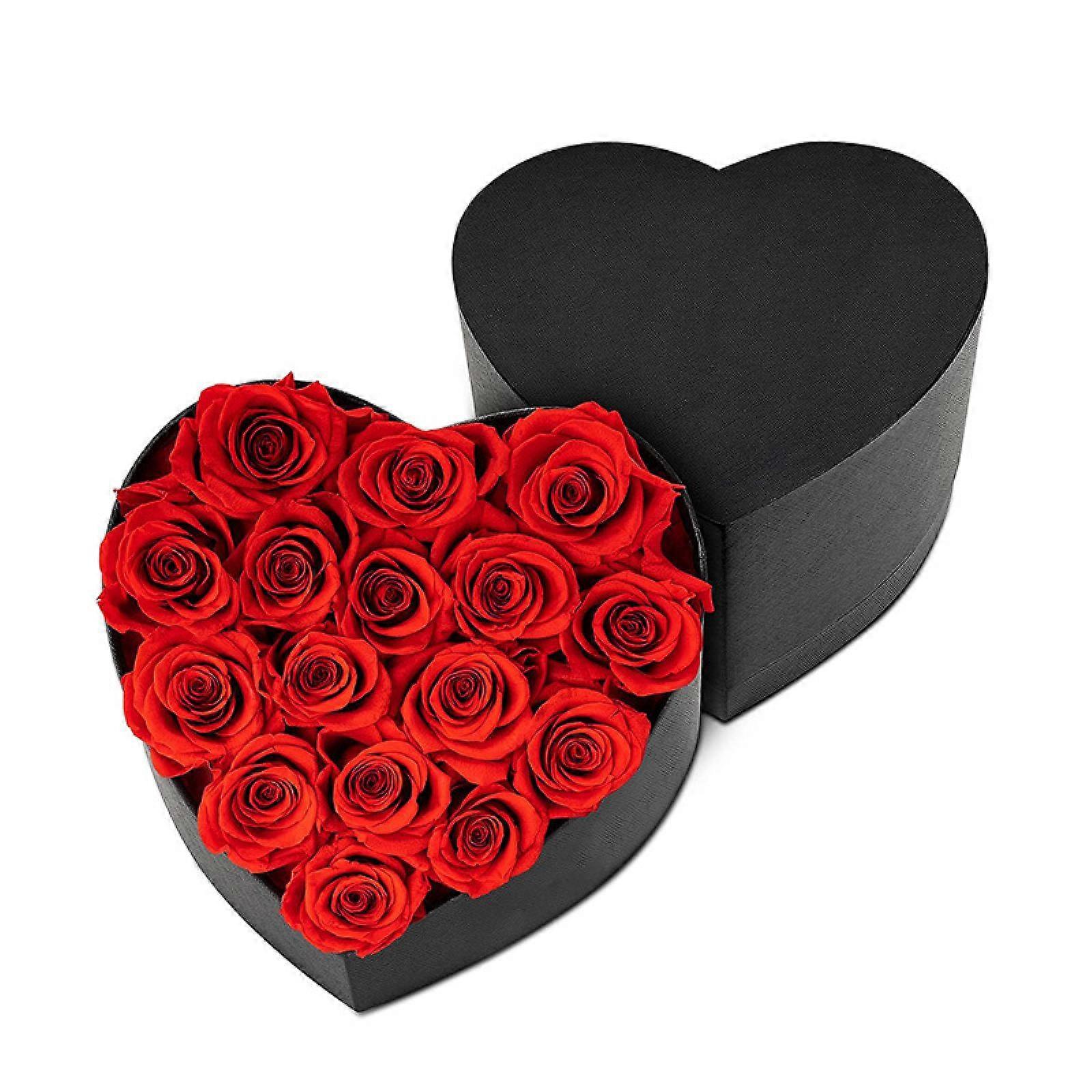 زهرة الخلود على شكل قلب مربع الورود المحفوظة يمكن الحفاظ عليها لأكثر من سنة هدية للزوجة الأم عيد الحب عيد الأم - GSLA