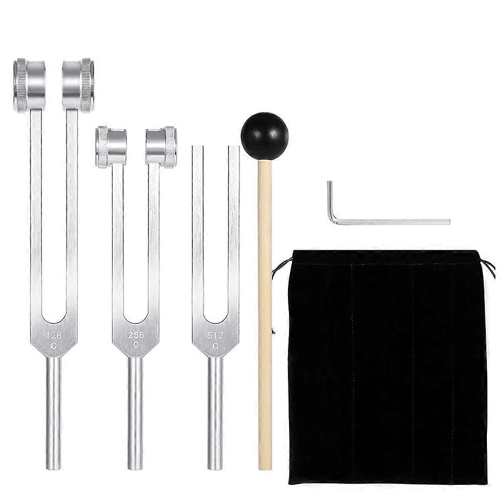 (128Hz, 256Hz, 512Hz)Tuning Fork Set, Tuning Forks with Reflex Hammer for Chakra/Healing/Sound / Re