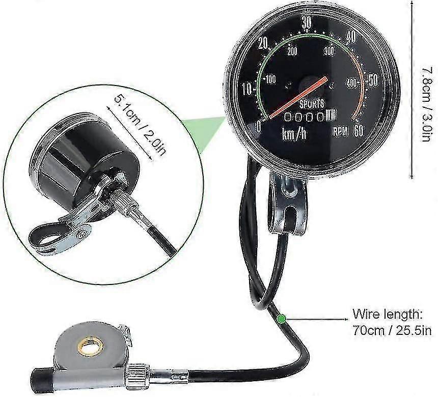 Bicycle speedometer Mechanical speedometer 0-60 km/h