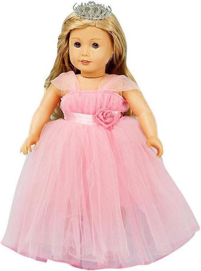 女の子の人形の服とアクセサリー、プリンセスコスチューム、ウェディングドレス、18インチ人形用のパーティードレス(ピンク)