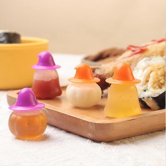 4pcs Sub Bottles Pumpkin Shaped Sauce Bottles Portable Sauce Storage Bottles