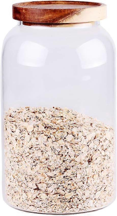 Großes Lebensmittelglas aus Glas, Vorratsbehälter für die Küche mit luftdichtem Holzdeckel, Müslispender (2750ml)