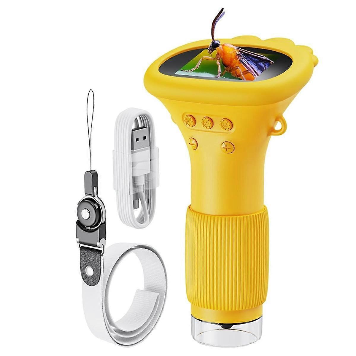 Microscoop voor kinderen Zakmicroscoop voor kinderen met 8 LED's 50-1000x Digitale Microscoop met Instelknop