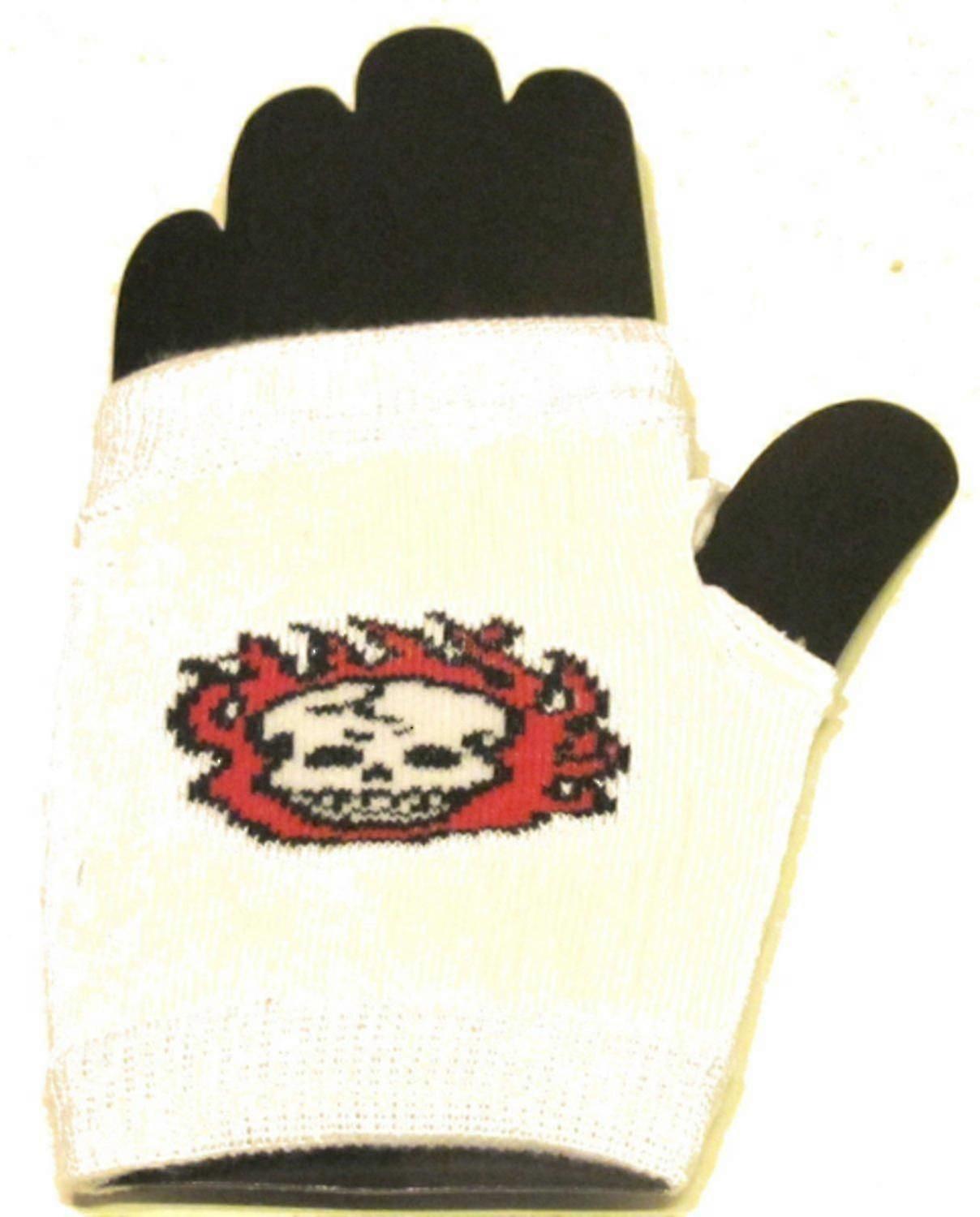White Fingerless Mittens Skull