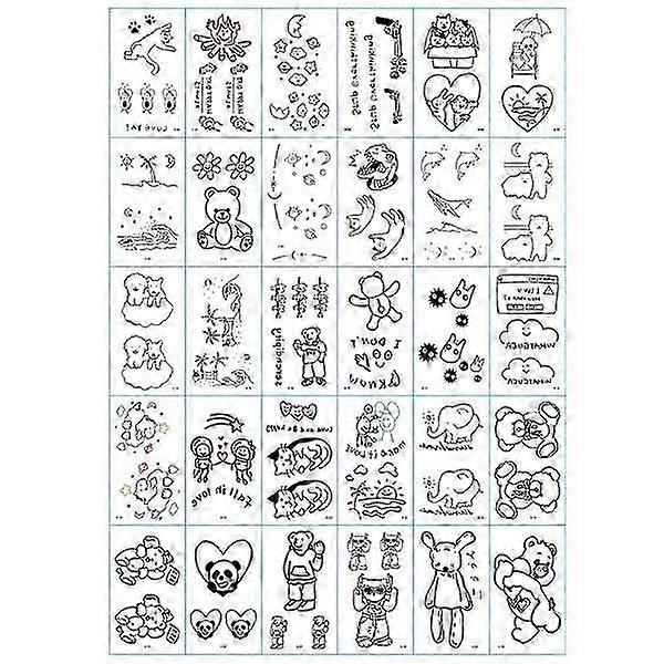 Temporary Tattoos, 30 pcs, Multicolored Style2