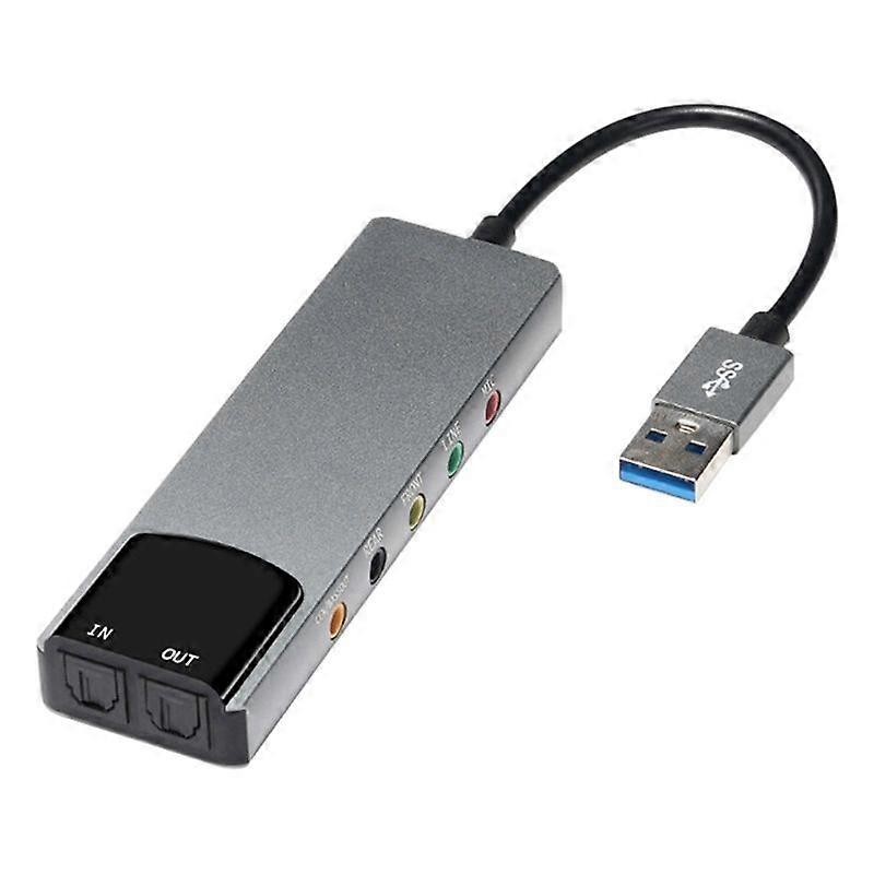 6-in-1 USB External Optical Sound Card Multifunction Audio Converter Adapter for Notebook Aluminium Sound Card