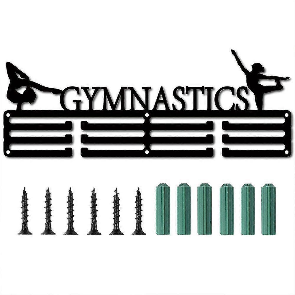 Iron Medal Holder Medals Display Hanger Rack Medal Holder Frame Rectangle with Word SWIMMING & Screws Black 150x400mm