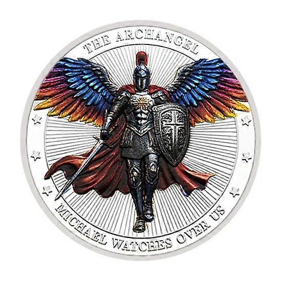 1/3/5Pcs Archangel Michael Challenge Coin Double-sided Carved Metal Medal Commemorative Medallion Round