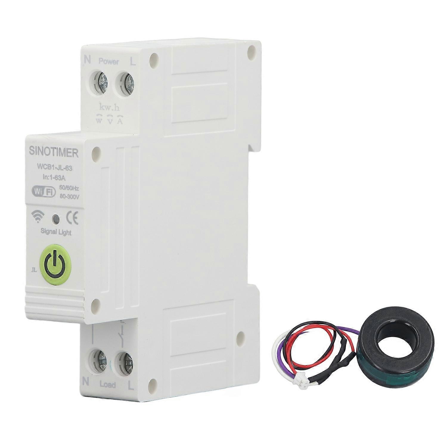 WiFi Smart Circuit Breaker APP Voice Control DIN Rail Smart WiFi Switch with Metering and Timer AC23