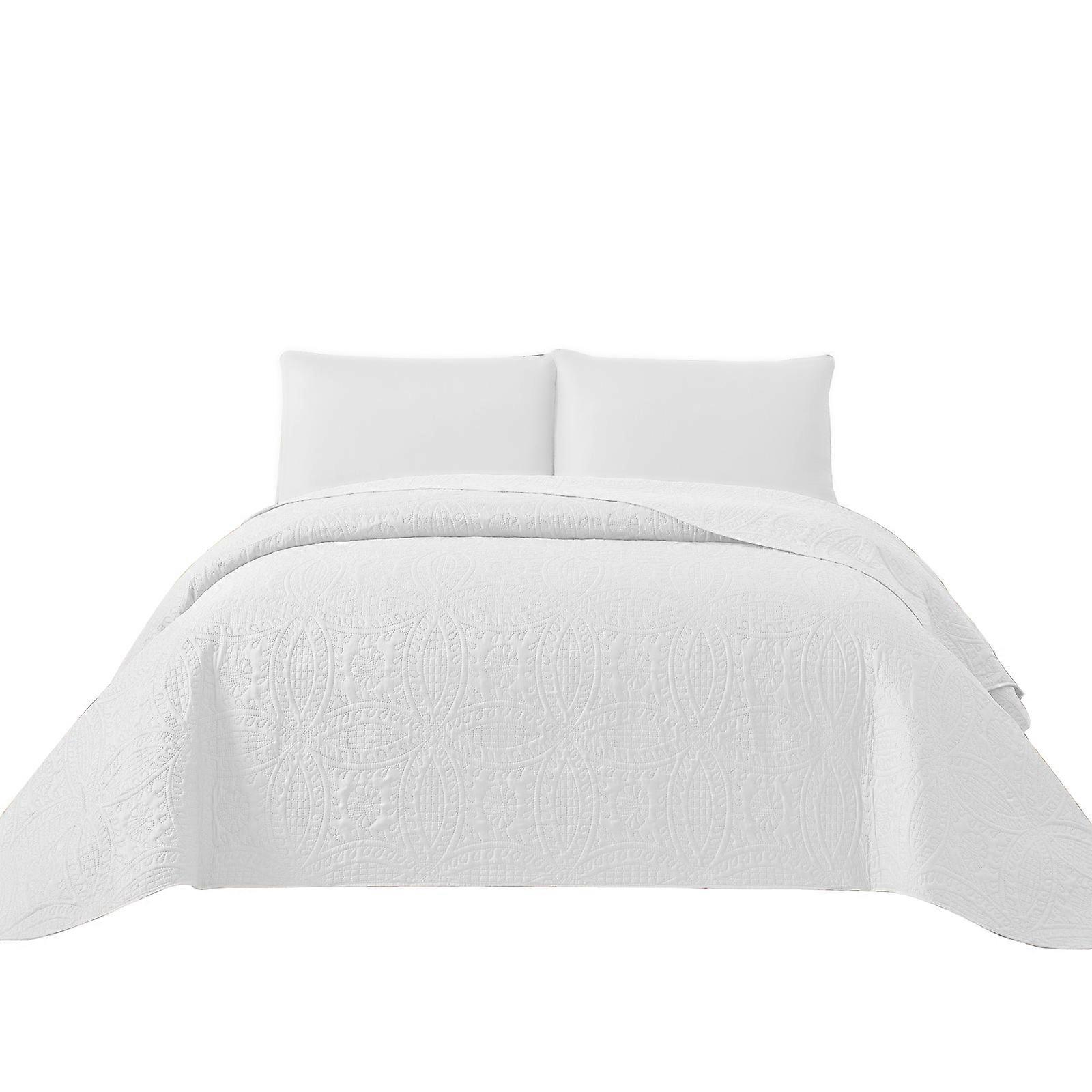 Colcha gris claro con estampado de doble anillo