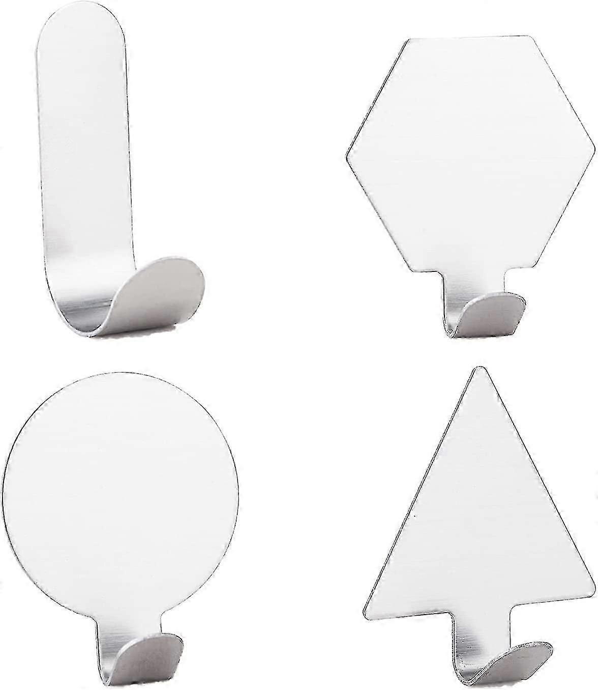3m sticky hook 4 stk rustfrit stål frostet krog sølv