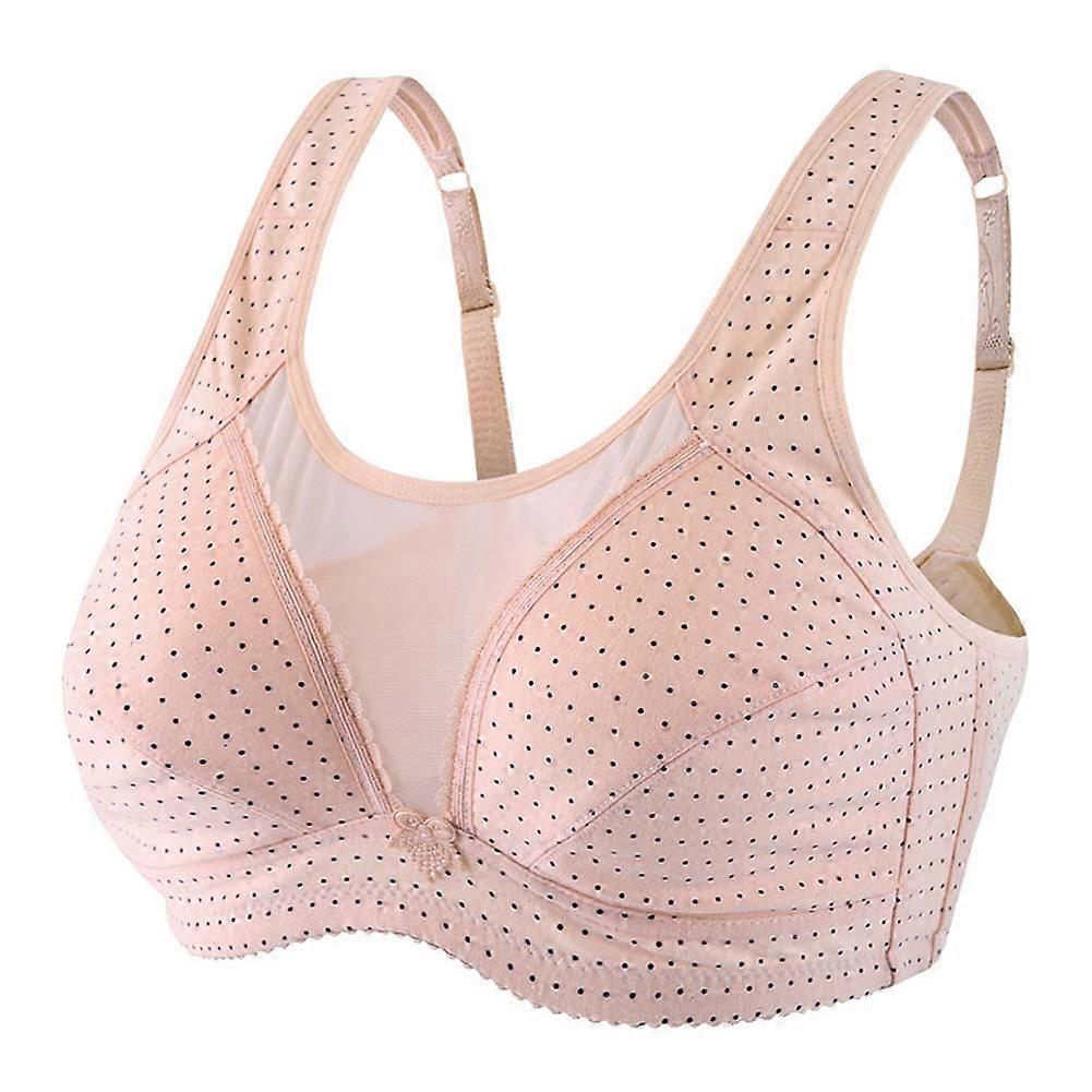 Women Cotton Wireless Solid Color Breathable Full Coverage Bra Underwear (Dark Complexion 42)