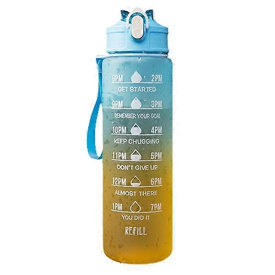 800-900ml Water Bottle with Lanyard Gradient Ramp Traveling Portable Straw Design Drinking Jug for Hiking