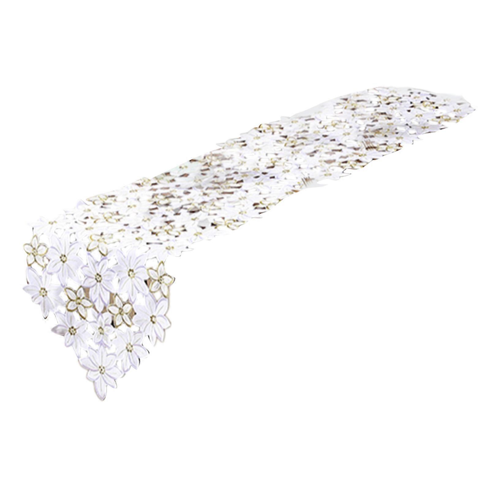 Polyester Embroidered Table Runner Hollows Tablecloth Enhancing Dining Experience for Homemakers and Decoration White