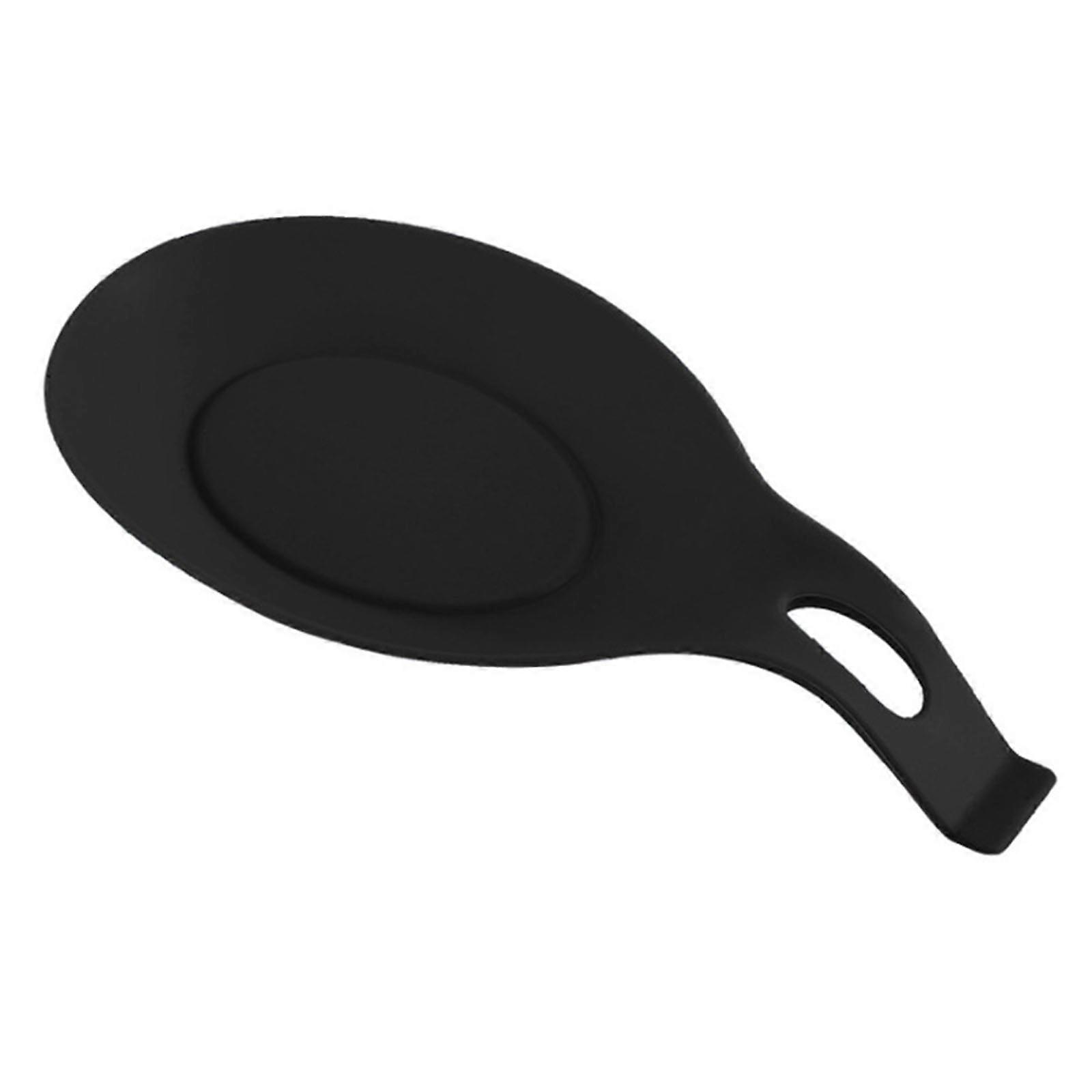 Silicone Mat High Temperatures Resistant Spoon for Creative Kitchen  Black