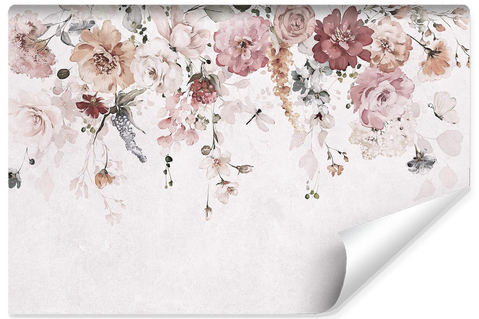 Sovrum väggmålning Wildflowers Concrete abstrakt