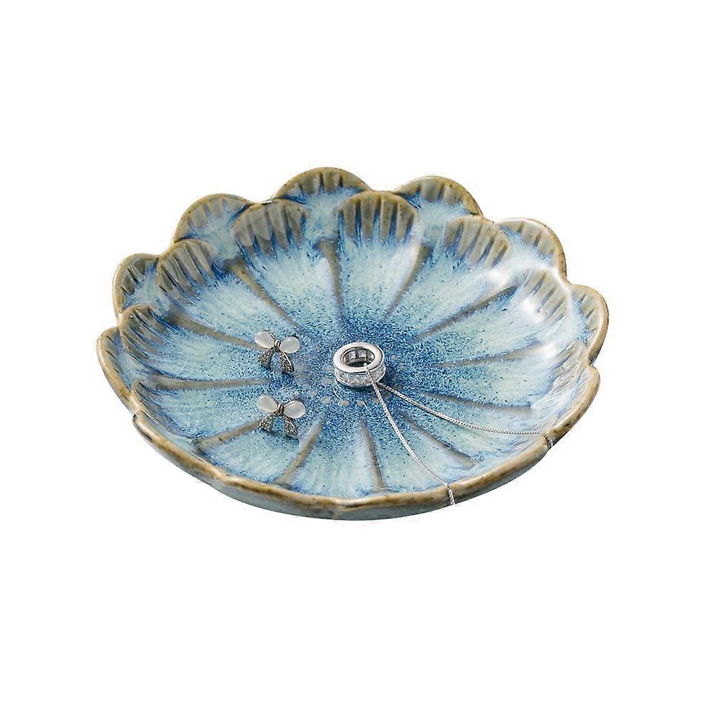 Flower Shape Decorative Ring Holder - Jewelry Tray and Key Bowl in Ceramic, Stylish and Versatile Storage Solution