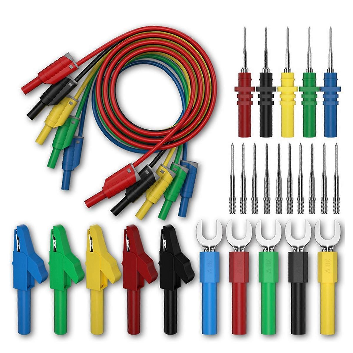 5 Colors 4mm Dual Banana Plug Lead Test Cable for Multimeter U-Shaped Alligator Clip