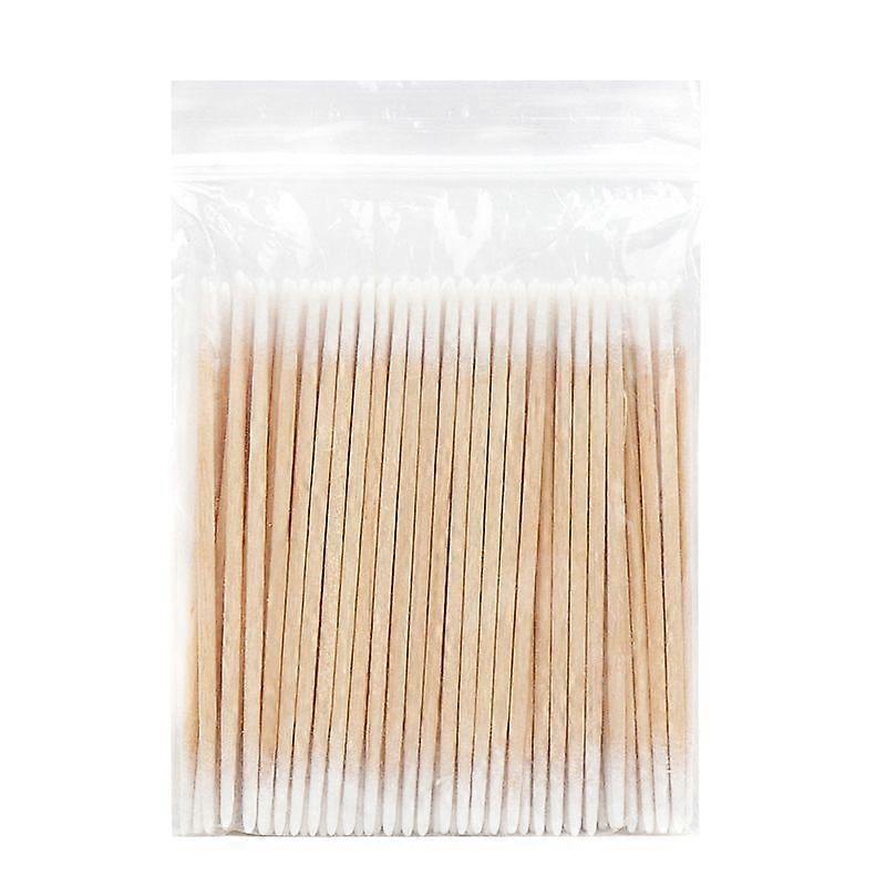 100pcs Ultra Small Microfiber Brushes for Eyelash Extension Lint Free Double Ended Wood and Bark Cotton Material