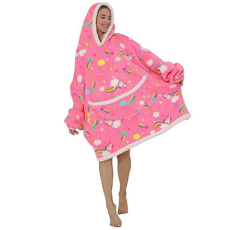 Lazy Blanket Composite Shearling Pullover Flannel Sweatshirt Hooded Lazy Clothes Warm Pajamas