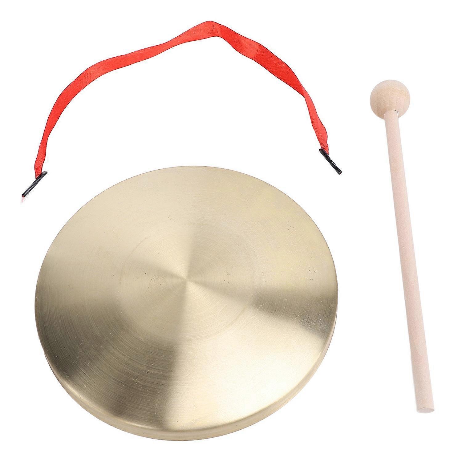 Gong Instrument Tam Tam Gong Chinese Traditional Percussion Instrument with Mallet and Red Hanging R