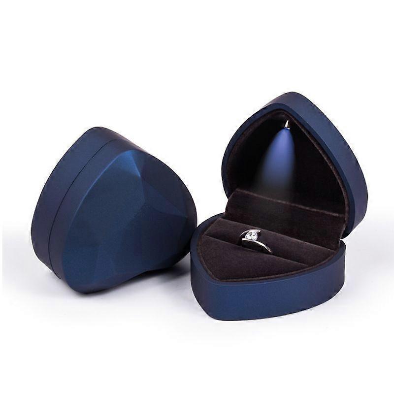 Heart Shaped Ring Box Jewelry Blue
