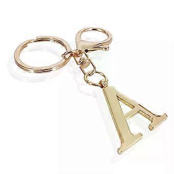 Gold Stainless Steel Letter A Keychain for Women Men, Initial Letter Pendant with Keyring, Backpack Charms