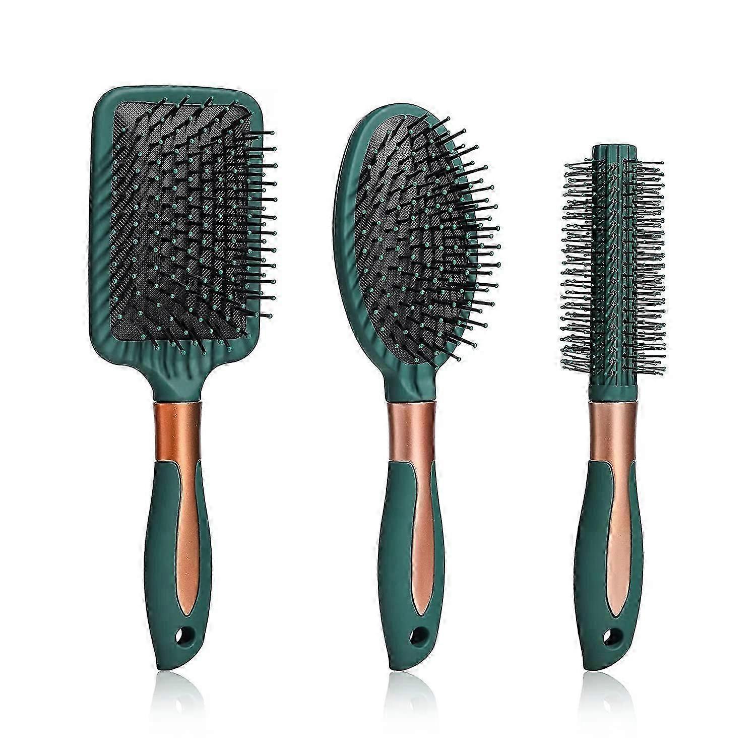 Haarbürsten-Set mit entwirrender Nylon-Pins-Massagebürste (GRÜN)