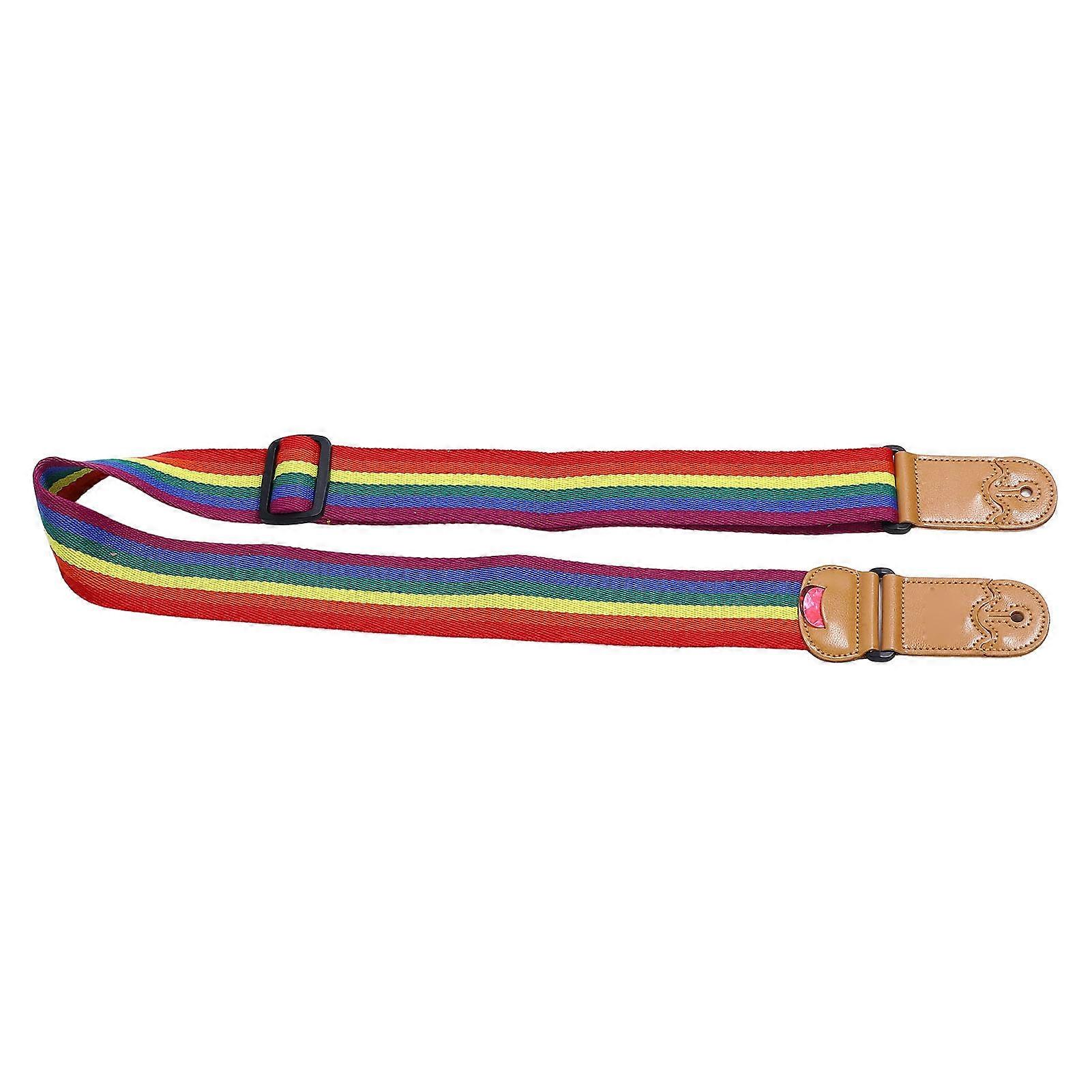 Rainbow Guitar Strap Adjustable 90.5-154cm with Pick Pocket